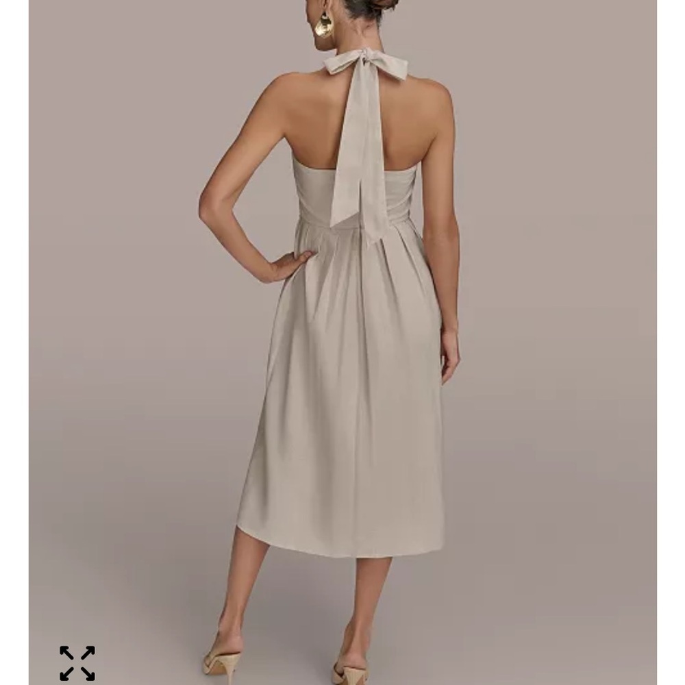 Donna Karan Halter Neck linen blend Midi Dress - Picture 2 of 11